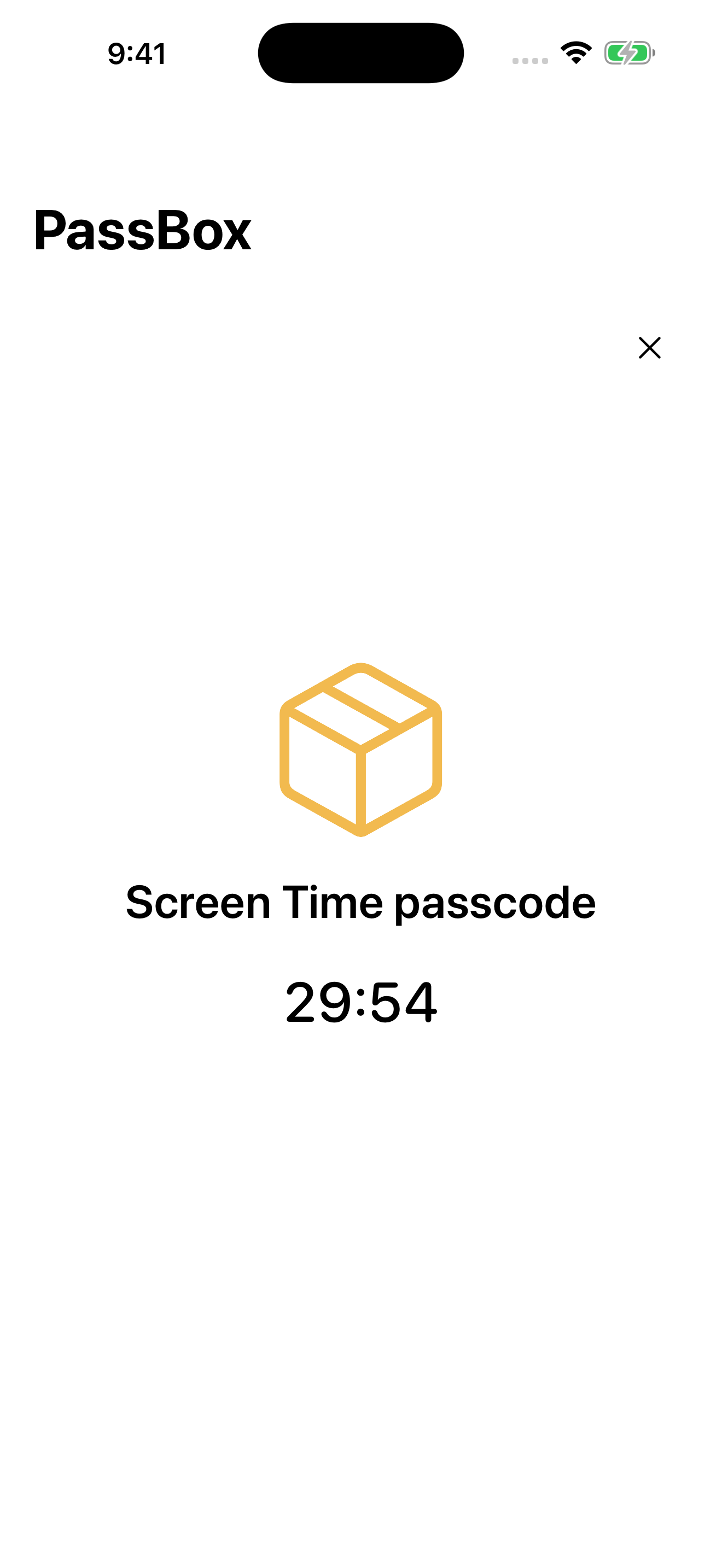 PassBox on iPhone counting down before revealing a password